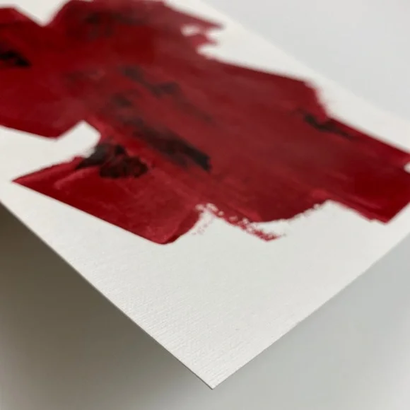 Abstract Acrylic Original Painting On Canvas Paper 9X12 Wall Art Red - Picture 3 of 8